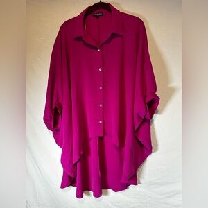 cha cha vente fuchsia button tunic blouse top M